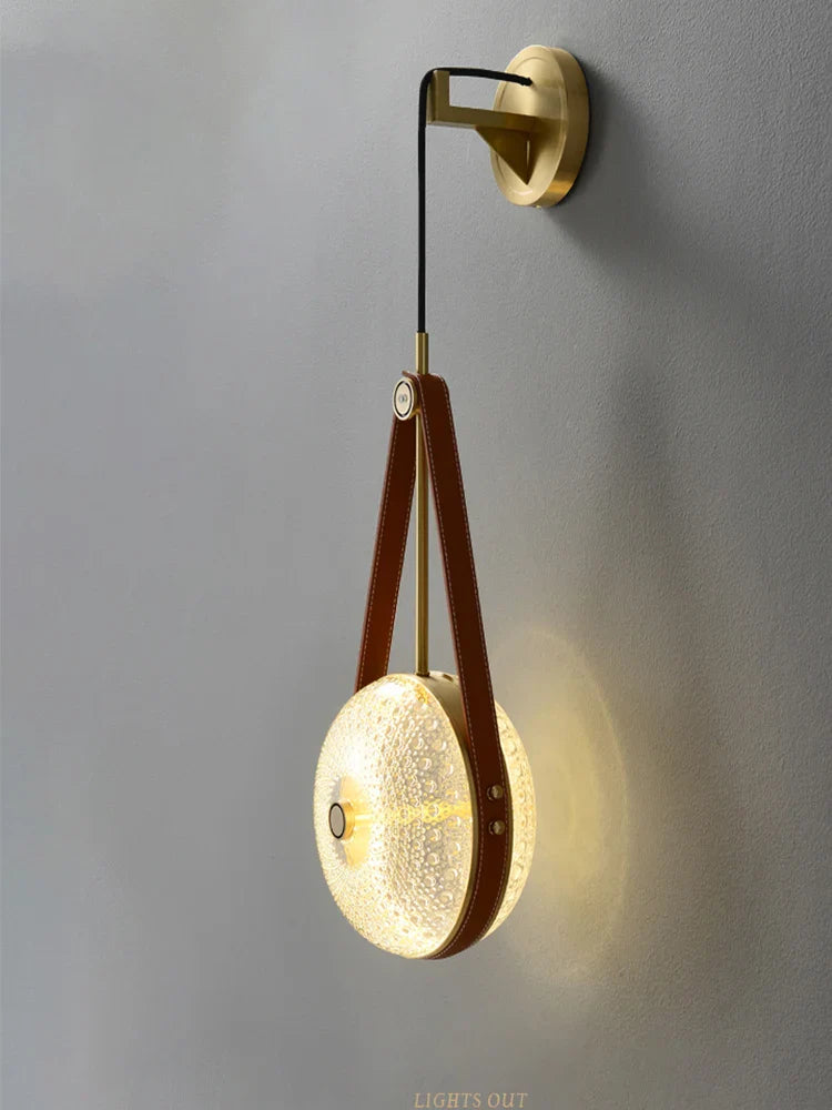 Afralia™ Copper Glass Wall Lamp: Nordic Light Luxury Leather Bedroom Decor