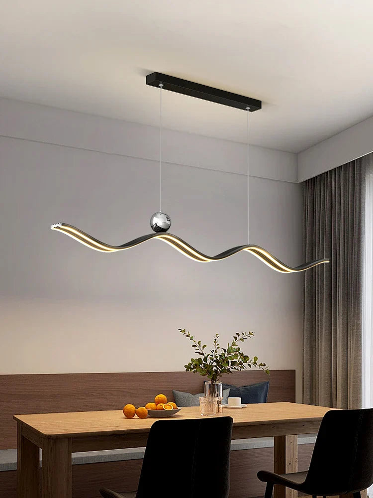 Afralia™ White Linear Chandelier Pendant for Dining Kitchen Bar Table Lighting