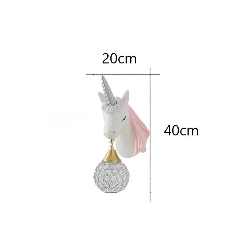 Afralia™ Nordic Unicorn Wall Lamp for Kids Room - Modern, Cute Cartoon Sconce Light