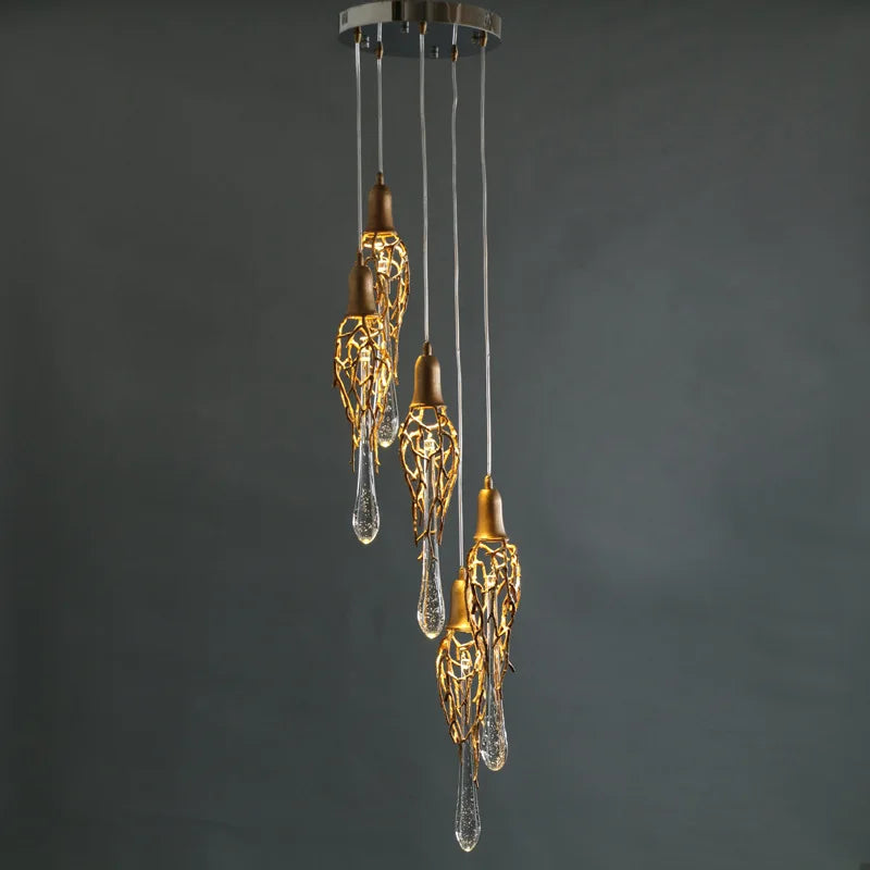 Afralia™ Brass Gold Crystal LED Chandelier - Dining Room Pendant Lighting