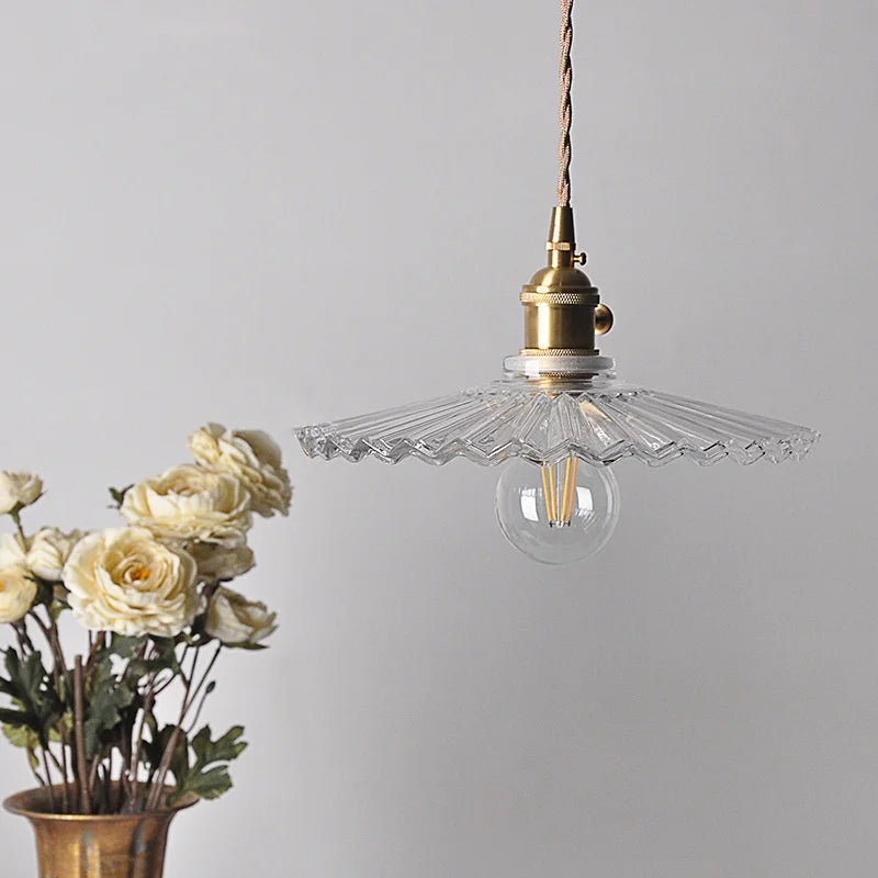 Afralia™ Glass Walnut LED Pendant Light Adjustable Hanging Lamp Modern Nordic Design