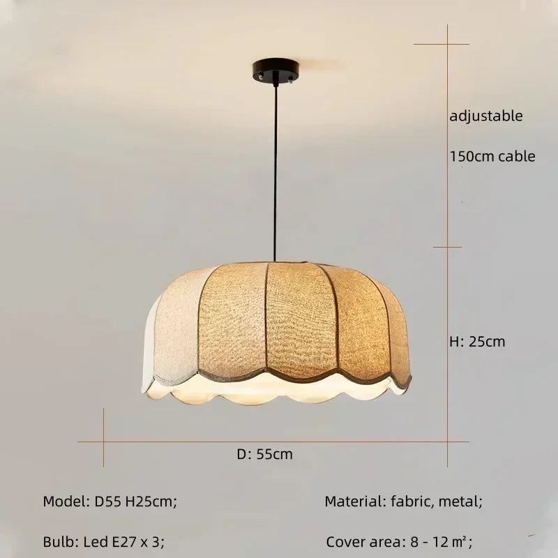 Afralia™ Nordic Linen Shade E27 LED Pendant Light for Dining Room & Bar