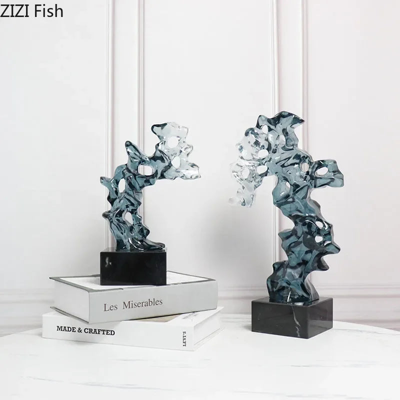 Afralia™ Taihu Stone Rockery Resin Sculpture Desk Ornaments - Modern Home Decor