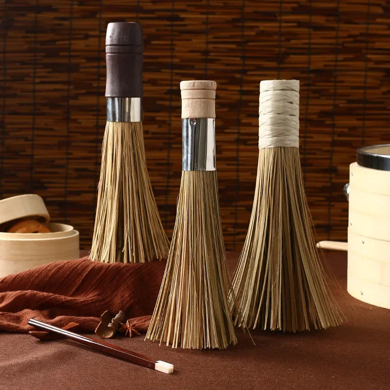 Afralia™ Bamboo Kitchen Pot Brush with Long Handle for Green Cleaning