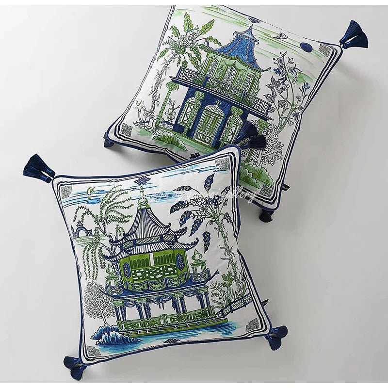 Afralia™ Crane Art Luxury Throw Pillow Case for Bed & Sofa