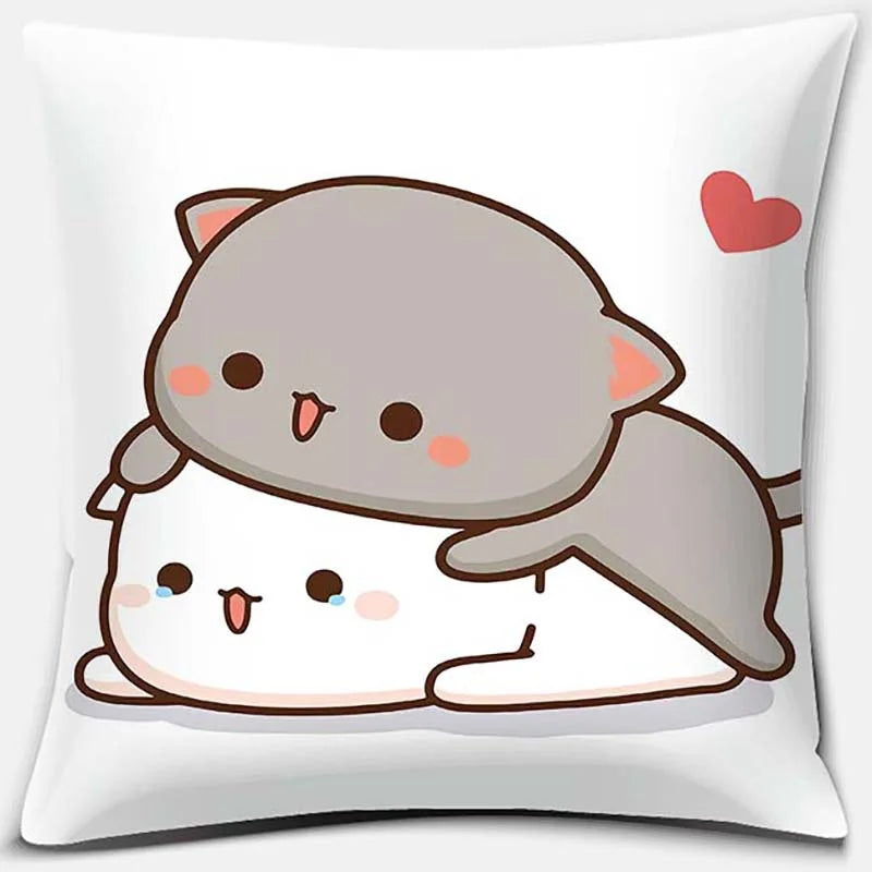 Peach Cat Decorative Pillow Case by Afralia™ - Soft Cushion Cover for Home Sofa