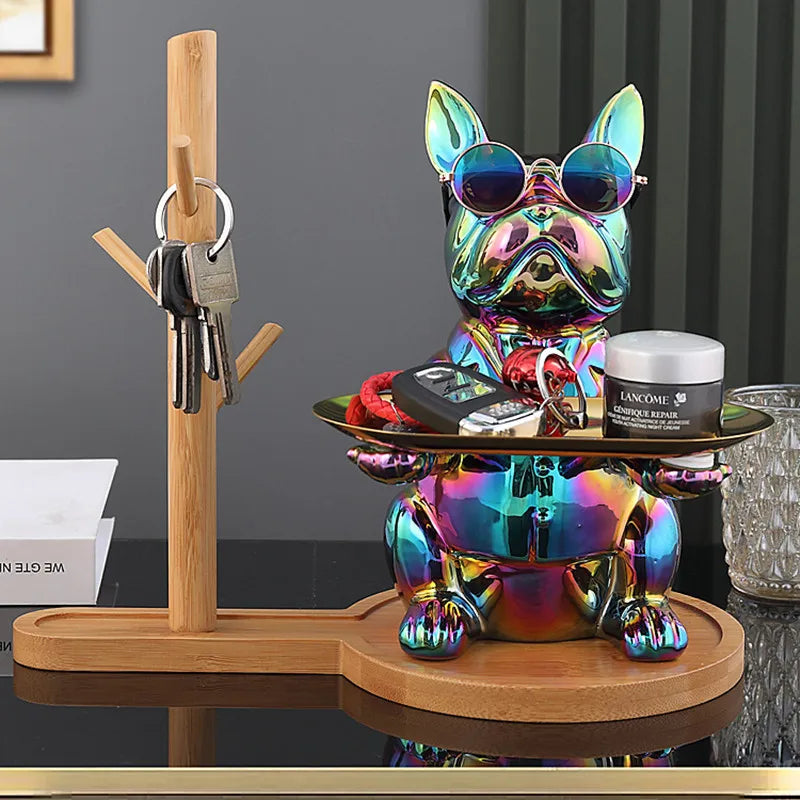 Afralia™ Nordic French Bulldog Butler Sculpture with Tray - Home Decor Gift