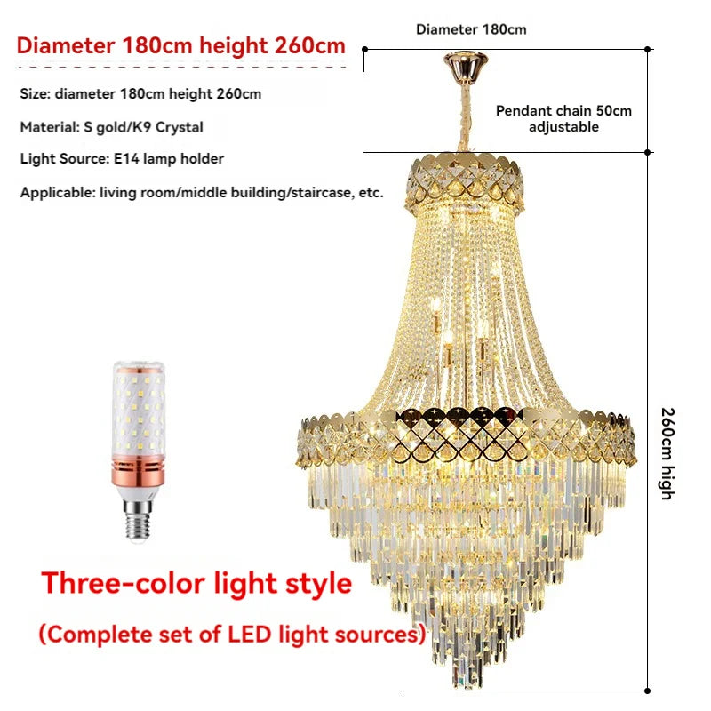 Afralia™ Crystal Chandelier: Luxury Villa Living Room Hotel Lobby Ceiling Light Fixtures