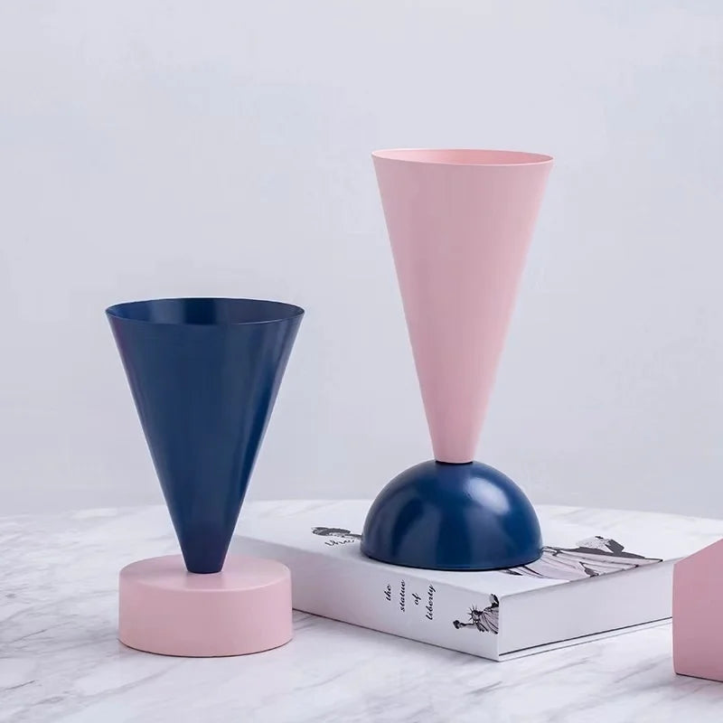 Afralia™ Geometric Triangle Vase: Metallic Colored Flower Arrangement Terrarium & Home Decor