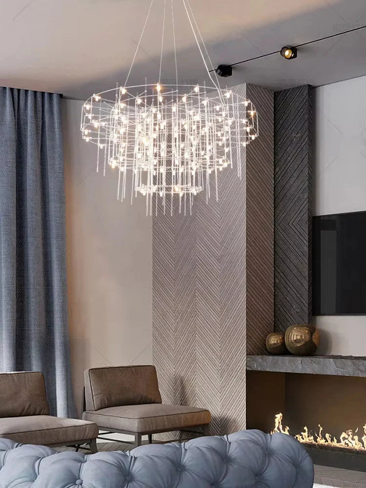 Afralia™ Stainless Steel Chandeliers: Modern Classic, Unique LED Dimmable Lamps for Living Room