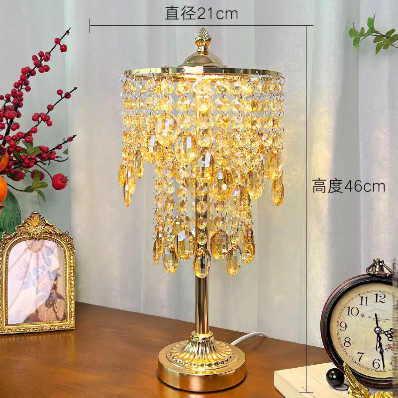 Afralia™ Crystal Glass Table Lamp with Round Stand for Bedroom Living Room