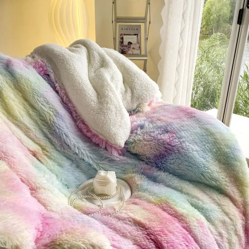 Afralia™ Shaggy Mink Berber Fleece Patchwork Blanket - Cozy Vintage Style for Winter Warmth