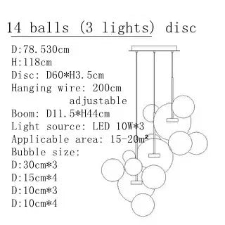 Afralia™ Art Deco Glass Bubble Chandelier: Customized for Living Room, Dining Room, Bar