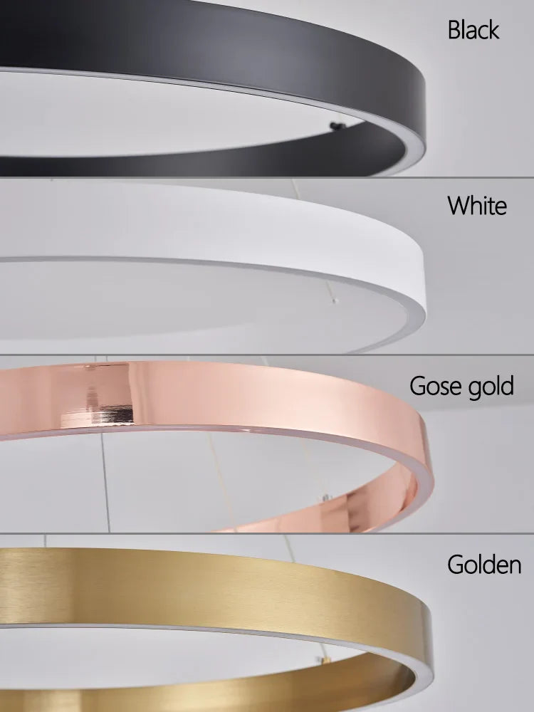 Afralia™ LED Ring Chandelier for Home Decor - Modern Nordic Style Lighting