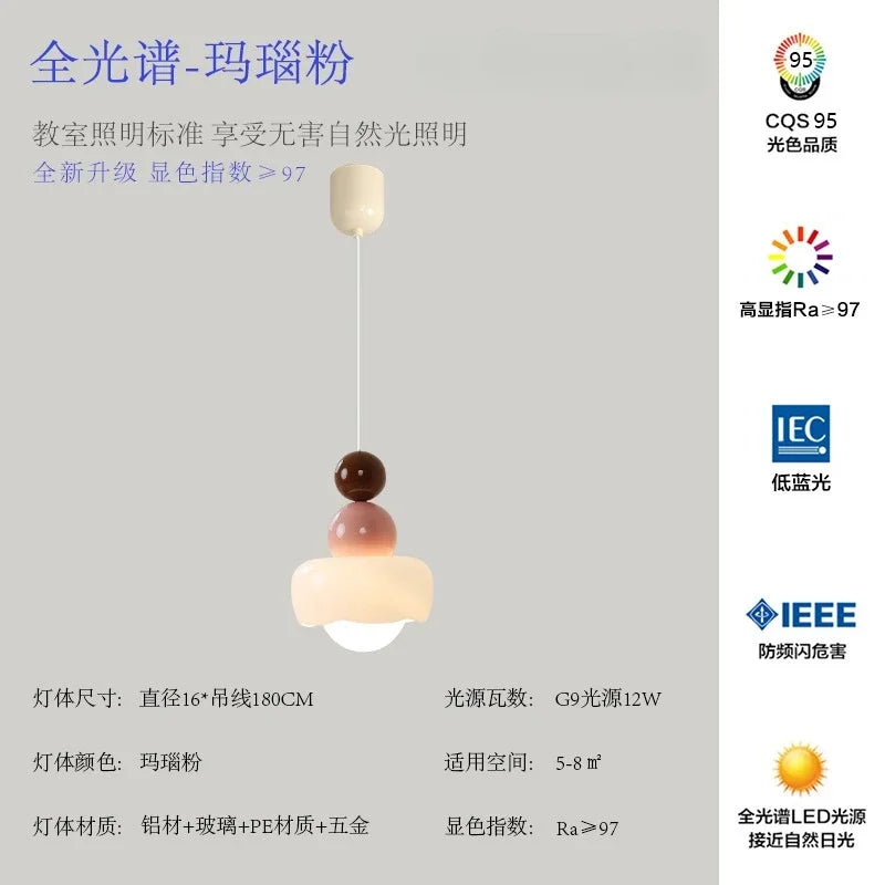 Afralia™ Cream Wind Resin/Glass Pendant Lights: Modern LED E27 Hanging Lamp for Bedroom, Bar, Kids Room