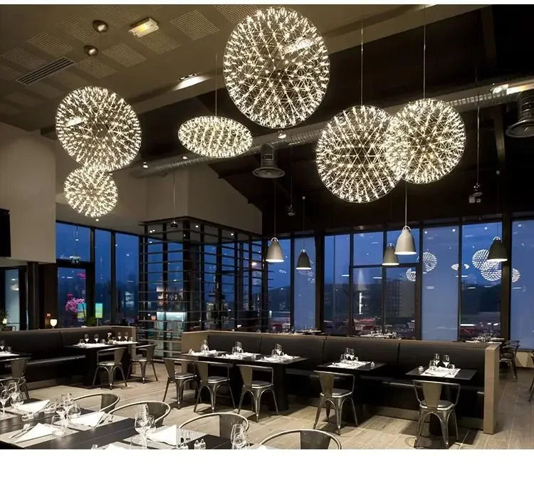 Afralia™ Luxury LED Firework Ball Chandelier for High-end Living Dining Room