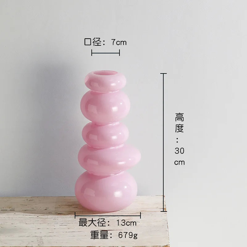 Afralia™ Geometric Glass Vase Terrarium Pebble Stack Floral Arrangement Home Decor