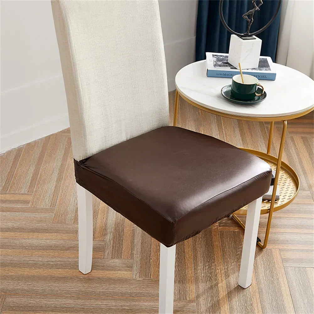 Afralia™ PU Leather Elastic Chair Cover Slipcovers Waterproof Removable Upholstered Covers