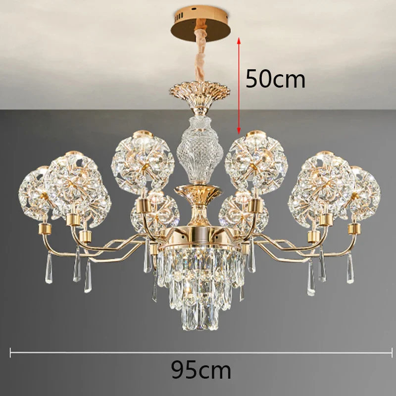Afralia™ Crystal Chandelier Pendant Light for Luxury Living Room and Bedroom Decor