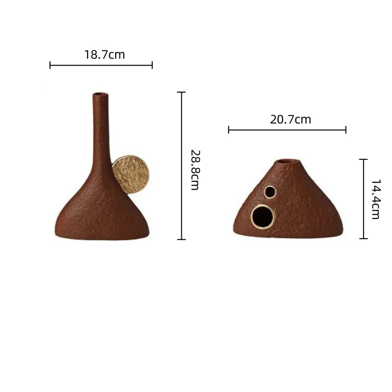 Afralia™ Geometric Triangle Ceramic Vase Flower Arrangement Home Decoration Art