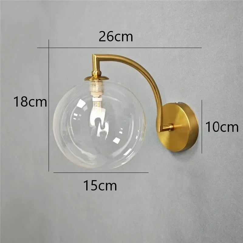 Afralia™ Glass Ball LED Wall Sconce for Living Bedroom Dining Kitchen - Minimalist Design