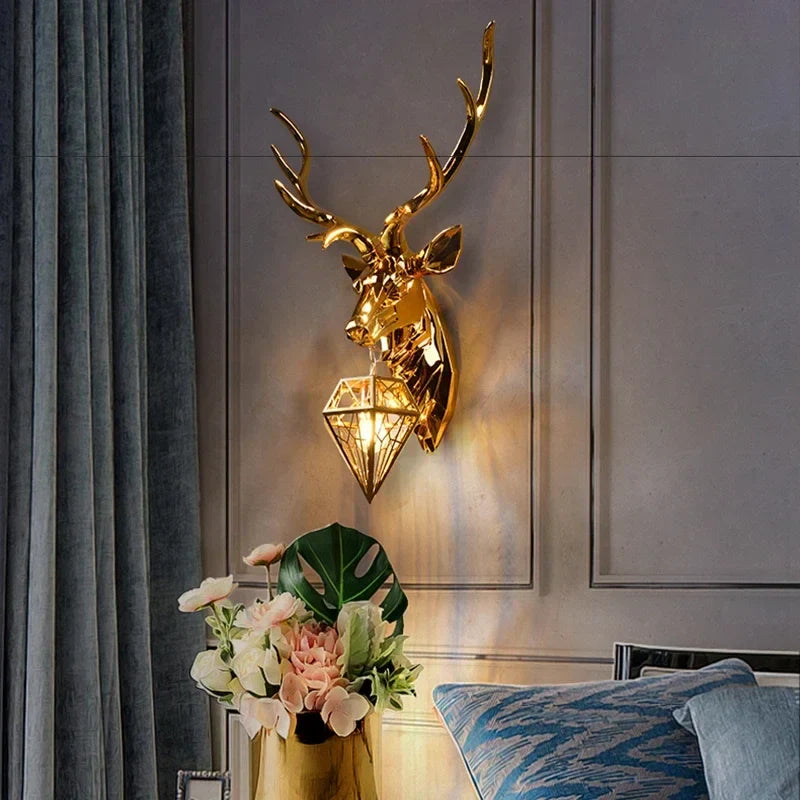 Afralia™ Nordic Antler Wall Lamp Luxury Decor Lighting Silver Gold Buckhorn for Living Room