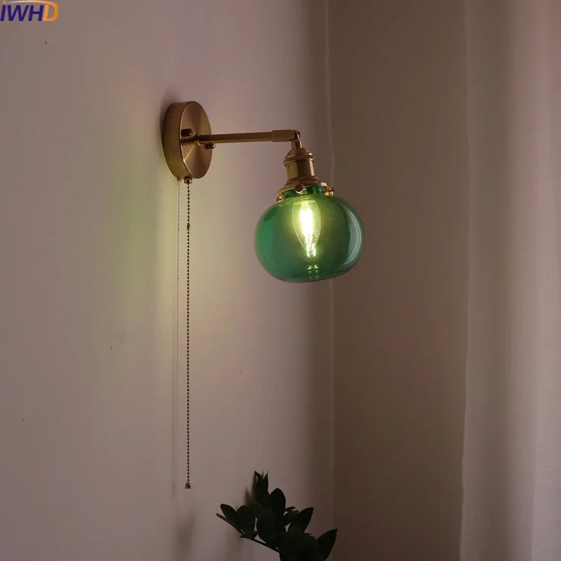 Afralia™ Nordic Wall Light Fixture with Pull Chain Switch, LED Bedside Lamp