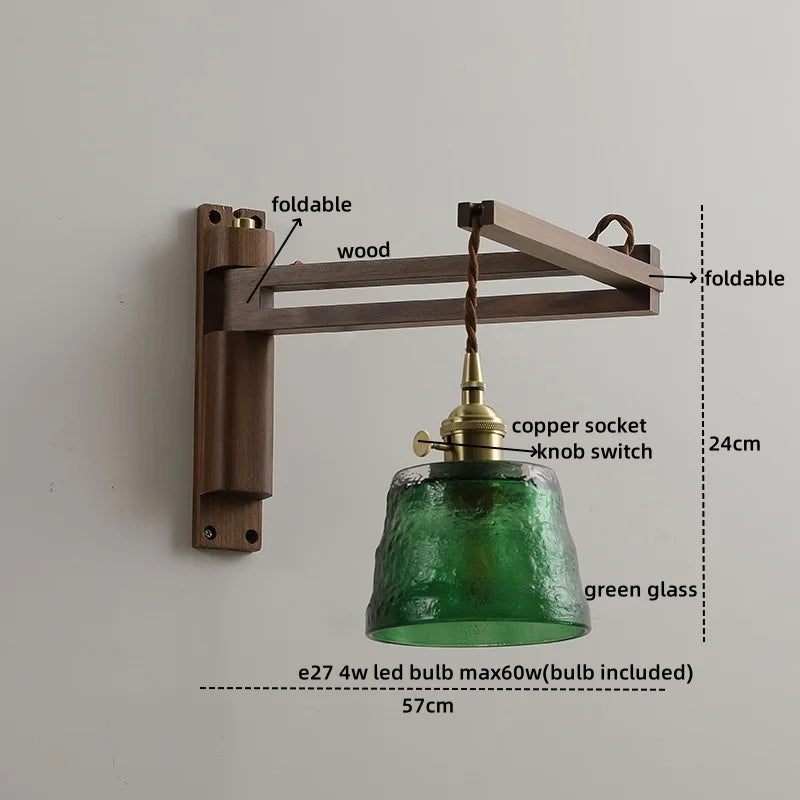Afralia™ Walnut Copper LED Wall Lights - Modern Bedroom Balcony Living Room Decor