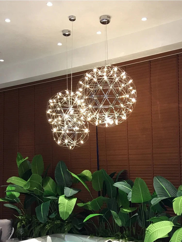 Afralia™ Spark Sphere Chandelier: Starry Sky Commercial Light for Restaurant, Mall, and Shop