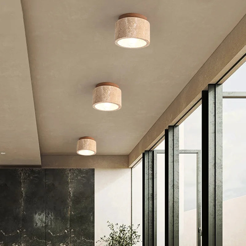 Afralia™ Travertine Stone Ceiling Downlight with E27 Bulb
