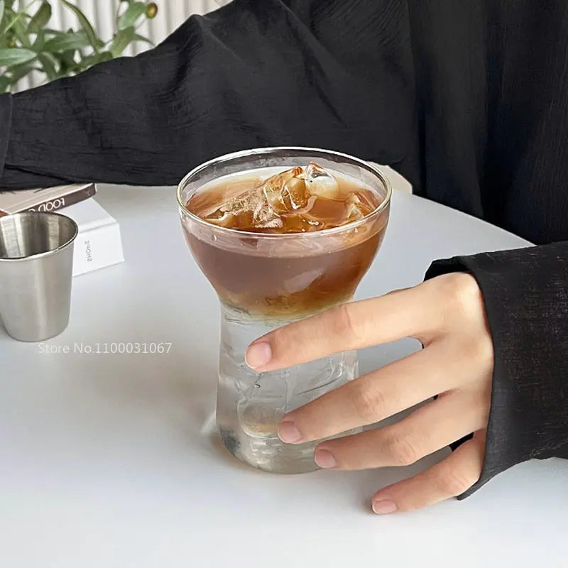 Afralia™ Glass Drink Cup Set for Home Cafe Bar Heat Insulation Juice Tea Transparent