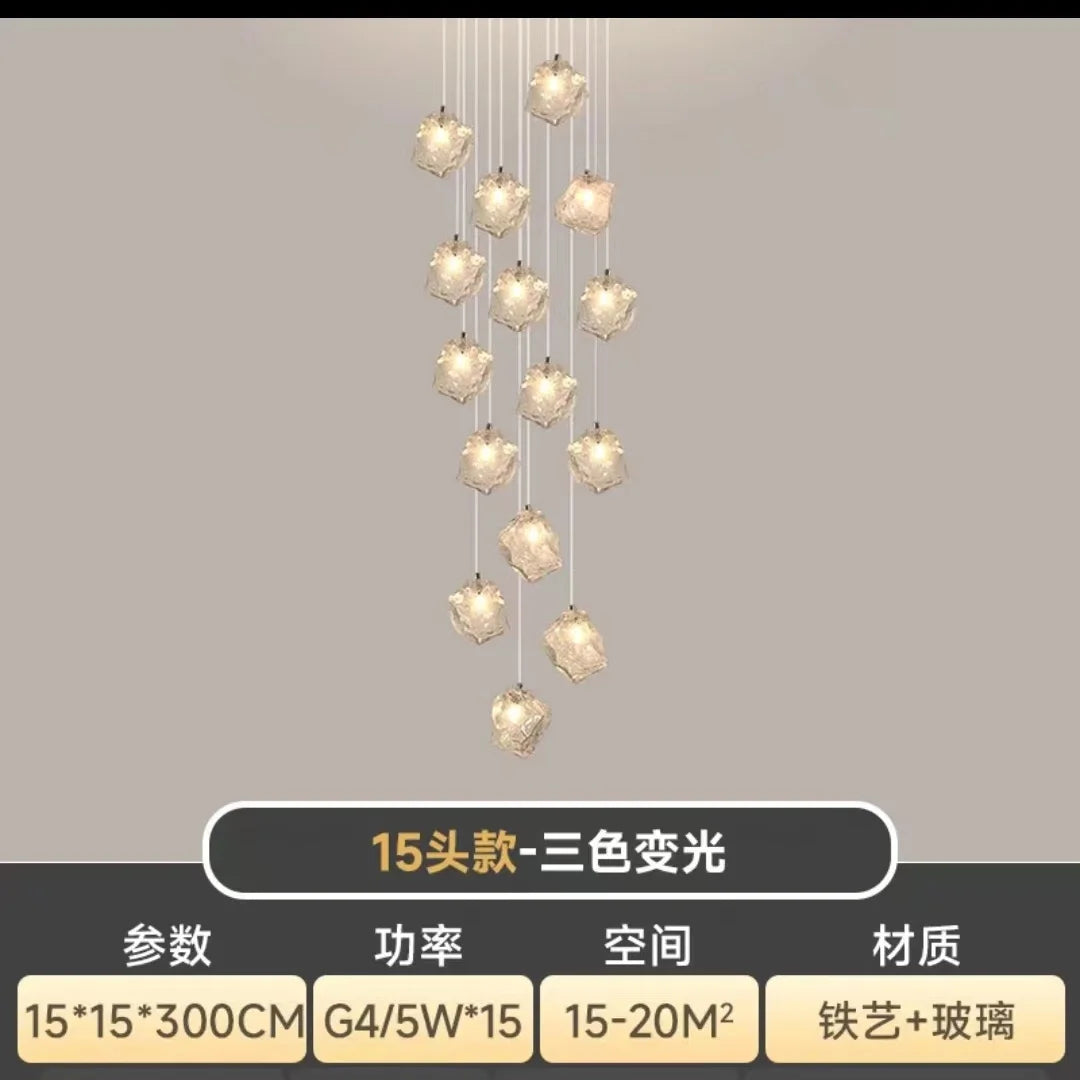 Afralia™ Cube Chandelier Pendant Lights for Restaurant Loft Stairwell Bedroom Art Décor