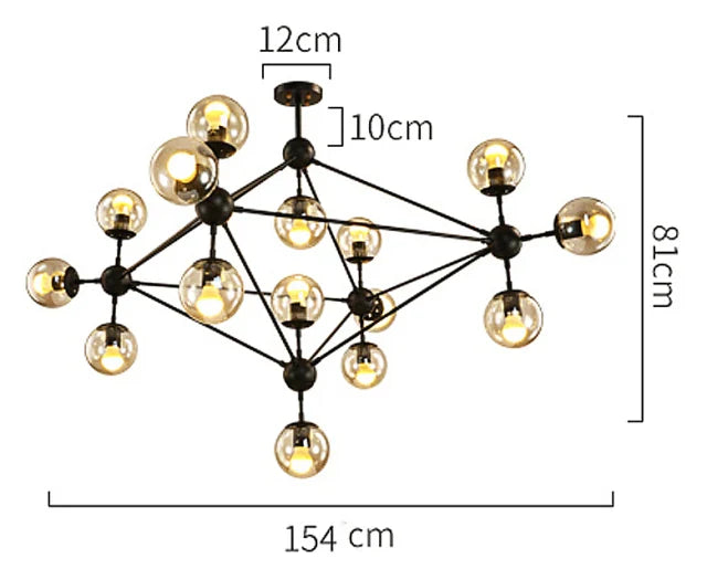 Afralia™ Magic Bean Glass Ball Chandelier - Vintage Industrial Loft Hanging Light