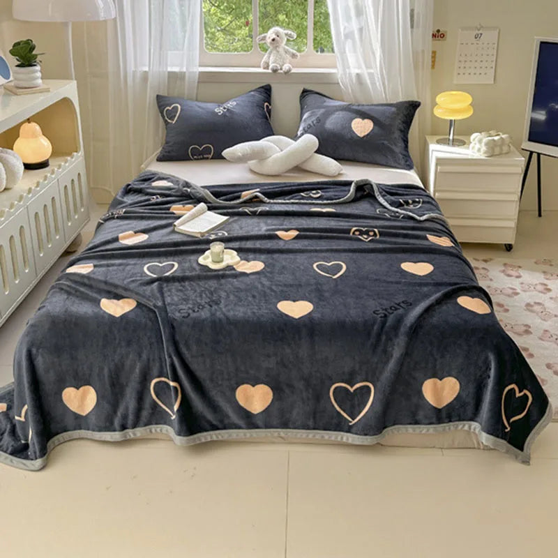 Afralia™ Flower Printed Milk Velvet Blanket: Soft Sofa Cover for Winter Warmth