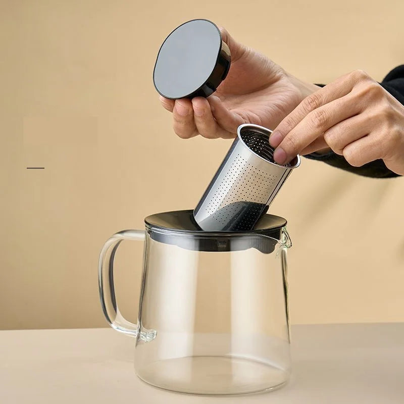 Afralia™ Glass Flower Teapot - High Borosilicate Glass Tea/Coffee Set