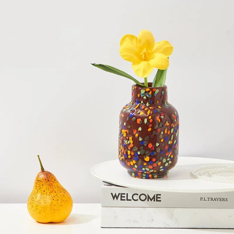 Afralia™ Glass Vase with Colorful Dots for Home Decor & Hydroponic Plants