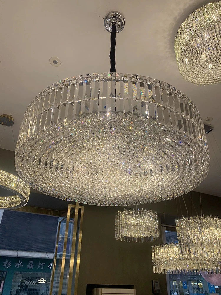 Afralia™ Retro Modern Luxury Large Crystal Chandelier LED Ceiling Hanging Lamps for Living Room