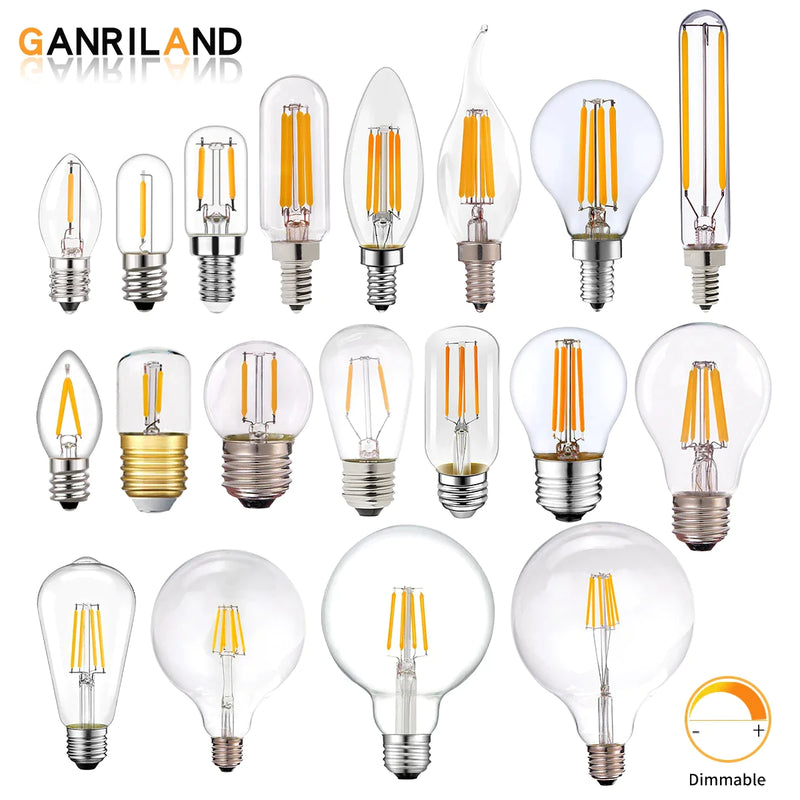 Afralia™ LED Filament Bulb Clear Glass T16 A19 ST64 Dimmable Vintage Light