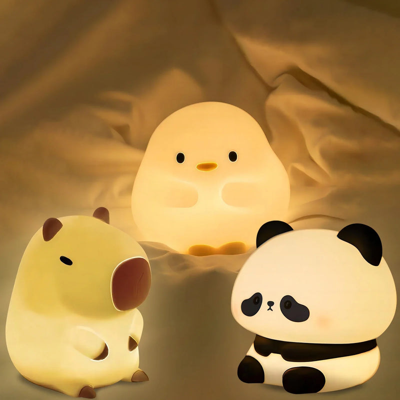 Afralia™ Panda Silicone Night Light: Rechargeable Brightness Timing Sleep Nightlight for Kids