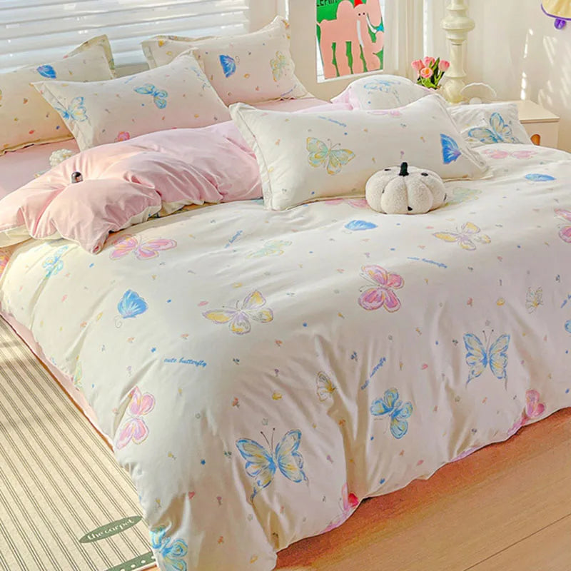 Afralia™ Cozy Cotton Bedding Set for Double Bed, Autumn Winter Duvet Cover Kit