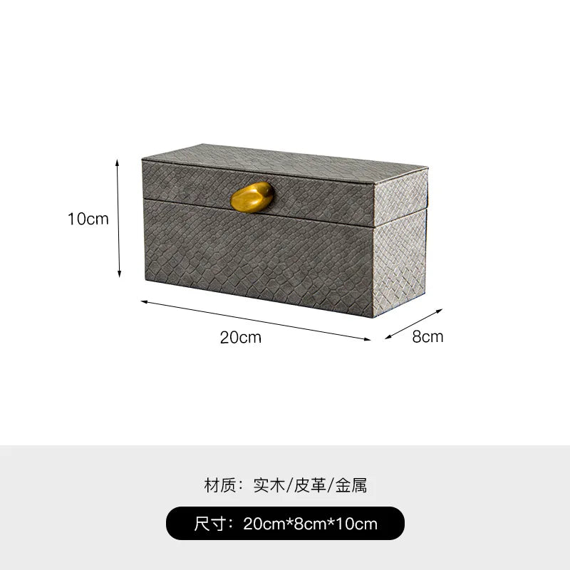 Afralia™ Golden Stone Handle Leather Jewelry Box: Elegant Desktop Storage Container for Home Decor