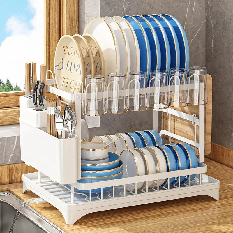 Afralia™ Kitchen Dish Drainer Rack & Tableware Organizer