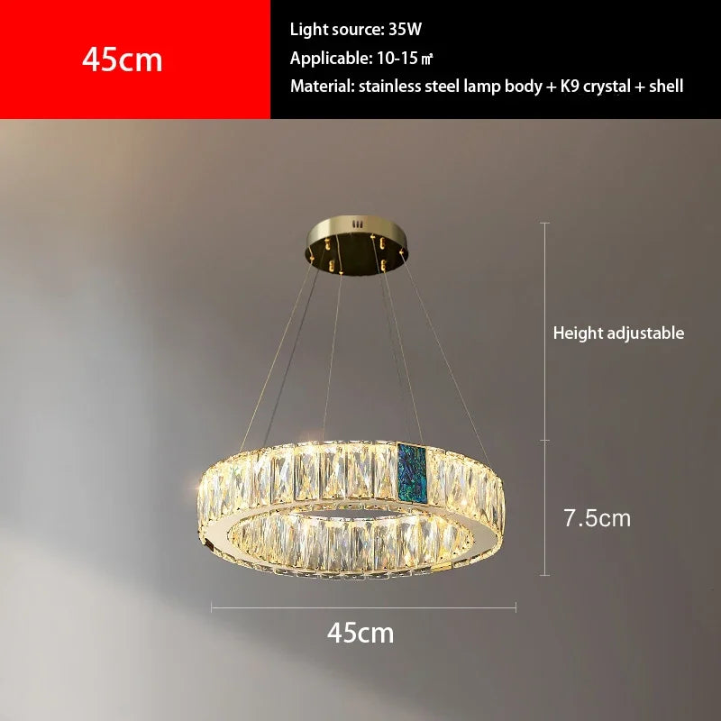Afralia™ Crystal Round Ceiling Chandelier LED Lighting Fixtures for Kitchen Dining Room & Villa