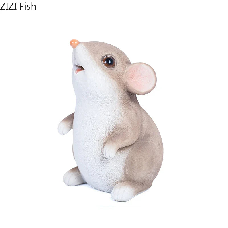 Afralia™ Mouse Piggy Bank Resin Sculpture Decor Ornaments Aesthetic Room Decoration