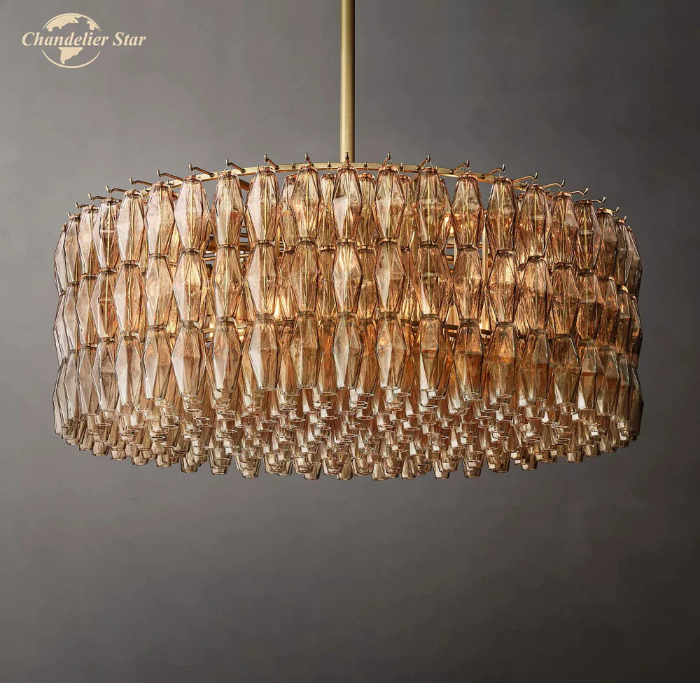 Afralia™ LED Smoke Glass Chandelier Pendant Light for Living Room Decor