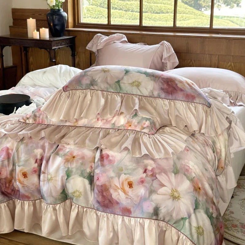 Afralia™ Princess Print Duvet Cover Set Pink Bedding Collection