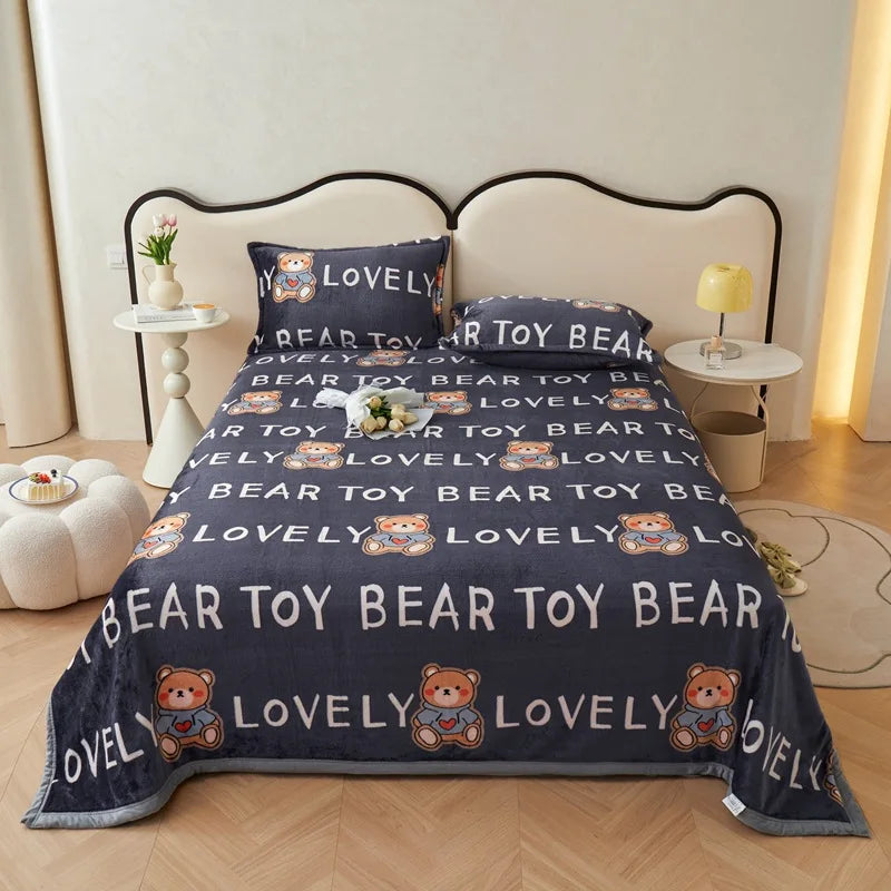 Afralia™ Cartoon Print Flannel Sofa Cover – Lightweight Plush Blanket for Adults