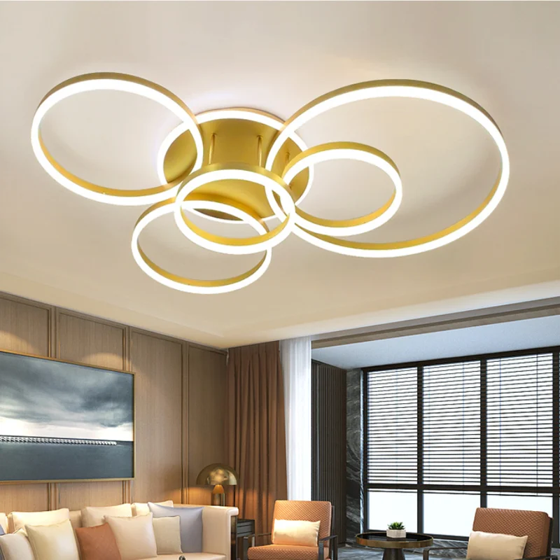 Afralia™ Gold LED Chandelier for Living Study Room Indoor Lighting Luminaire