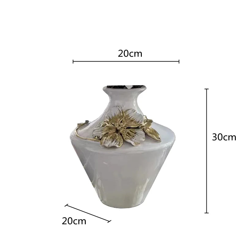 Afralia™ Vintage Gold Embossed Floral Vase - Home Décor Porcelain Terrarium Bottle