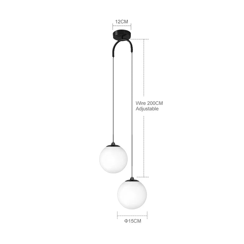 Afralia™ Nordic Glass LED Pendant Chandelier for Dining Room, Bedroom, and Bar